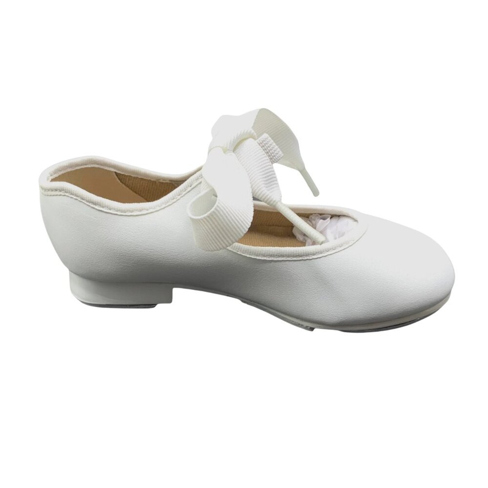 Capezio Jr. Tyette 625 White Tap Shoes Tie Bow Dance New Recital Performance - Picture 3 of 7
